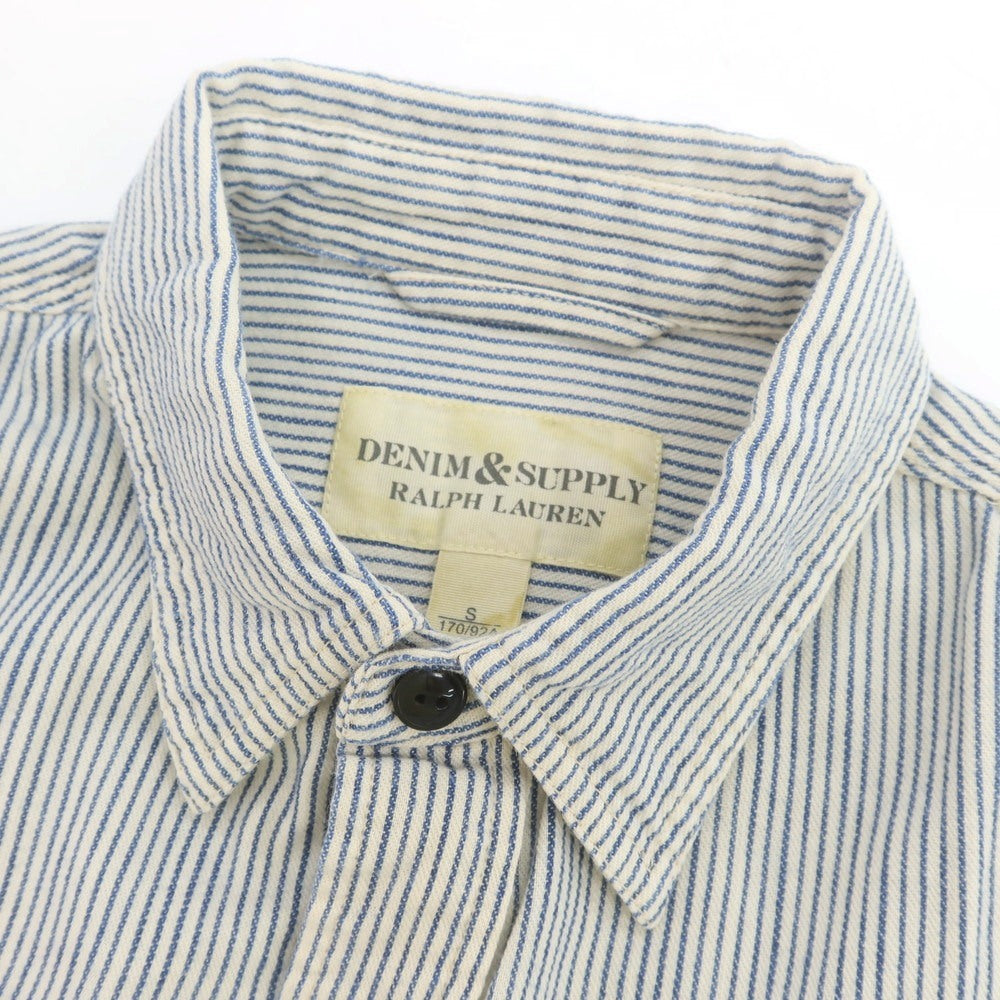 【中古】デニムアンドサプライ ラルフローレン DENIM & SUPPLY Ralph Lauren コットン ストライプ カジュアルシャツ オフホワイトxネイビー【 S 】【 状態ランクB 】【 メンズ 】