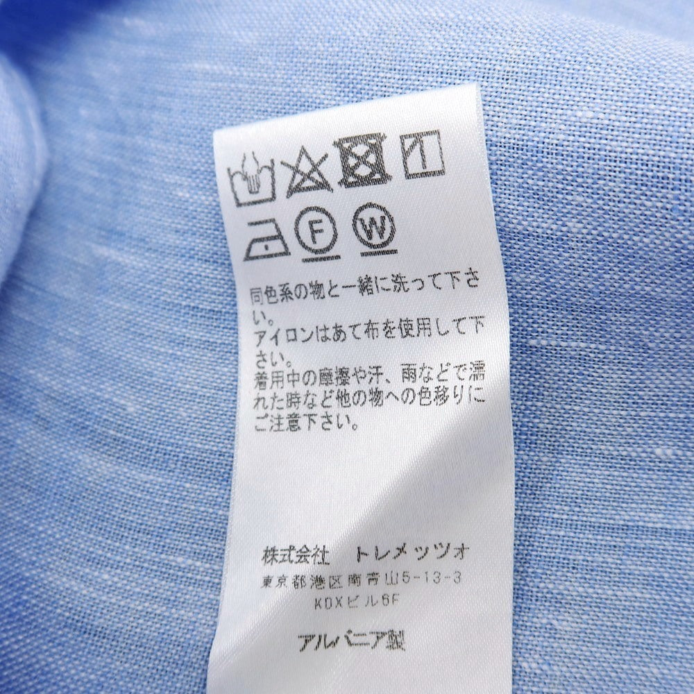 【中古】バグッタ Bagutta リネン オープンカラー 半袖シャツ ブルー【サイズ37】【 状態ランクA 】【 メンズ 】