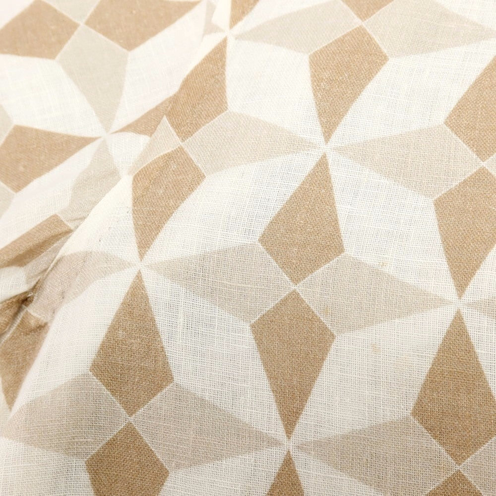 【中古】マリオ ムスカリエッロ Mario Muscariello リネン 総柄 プリント オープンカラー 半袖シャツ ホワイトxライトブラウン【サイズS】【 状態ランクB 】【 メンズ 】