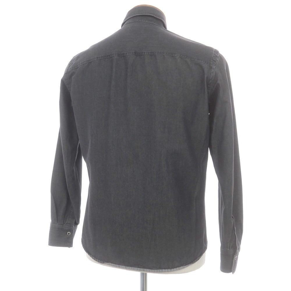 【中古】ジャンネット giannetto Jimmy コットン ワイドカラー カジュアルシャツ ダークグレー(ブラック)【 M 】【 状態ランクB 】【 メンズ 】