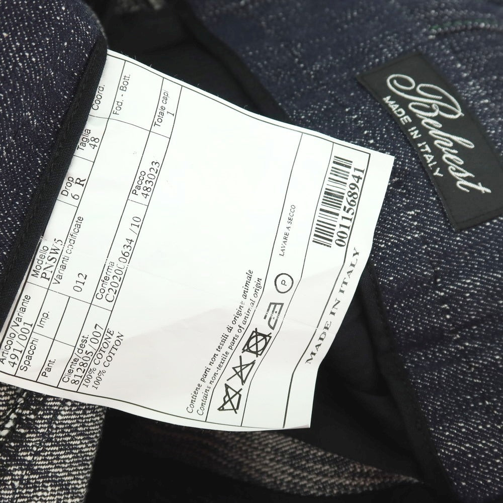 【中古】【未使用】ベルベスト Belvest コットン カジュアルスラックスパンツ ネイビー【サイズ48】【 状態ランクS 】【 メンズ 】