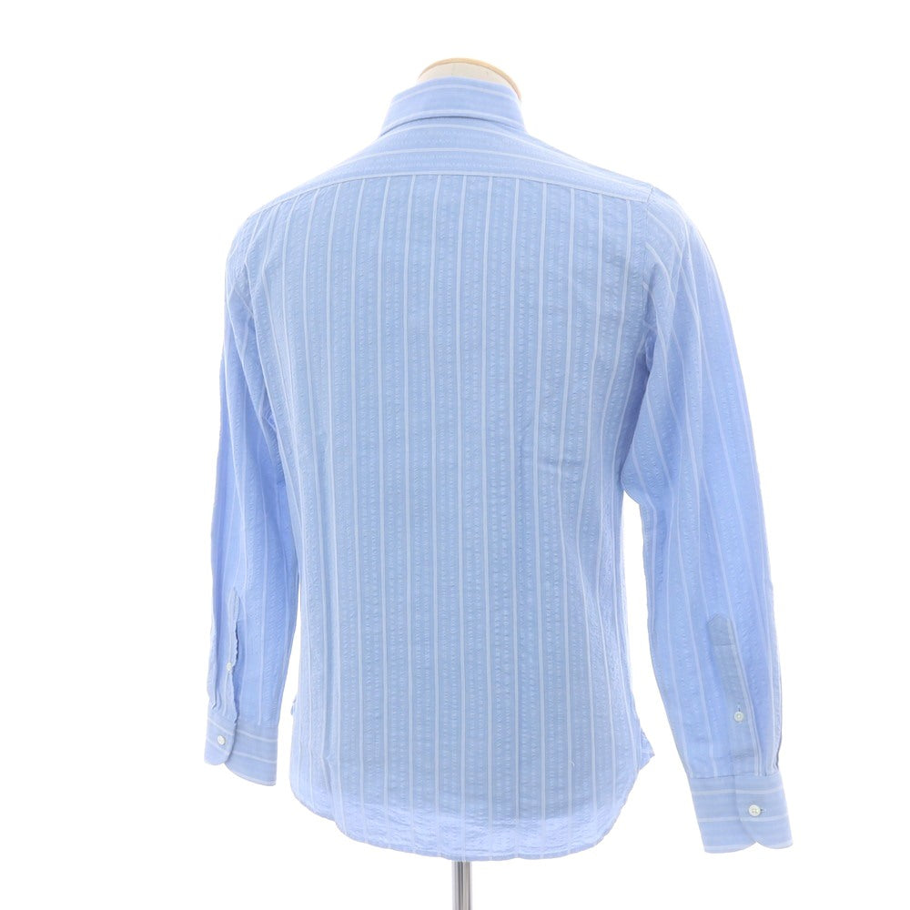 【中古】ギローバー GUY ROVER コットン ストライプ ホリゾンタルカラー カジュアルシャツ ライトブルーxホワイト【 38 】【 状態ランクB 】【 メンズ 】