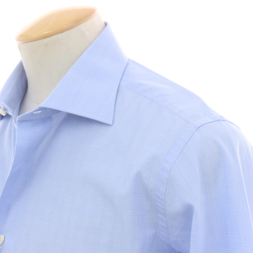 【中古】オリアン ORIAN BEAMS F別注 コットン チェック ワイドカラー ドレスシャツ ライトブルーxホワイト【 38 】【 状態ランクB 】【 メンズ 】