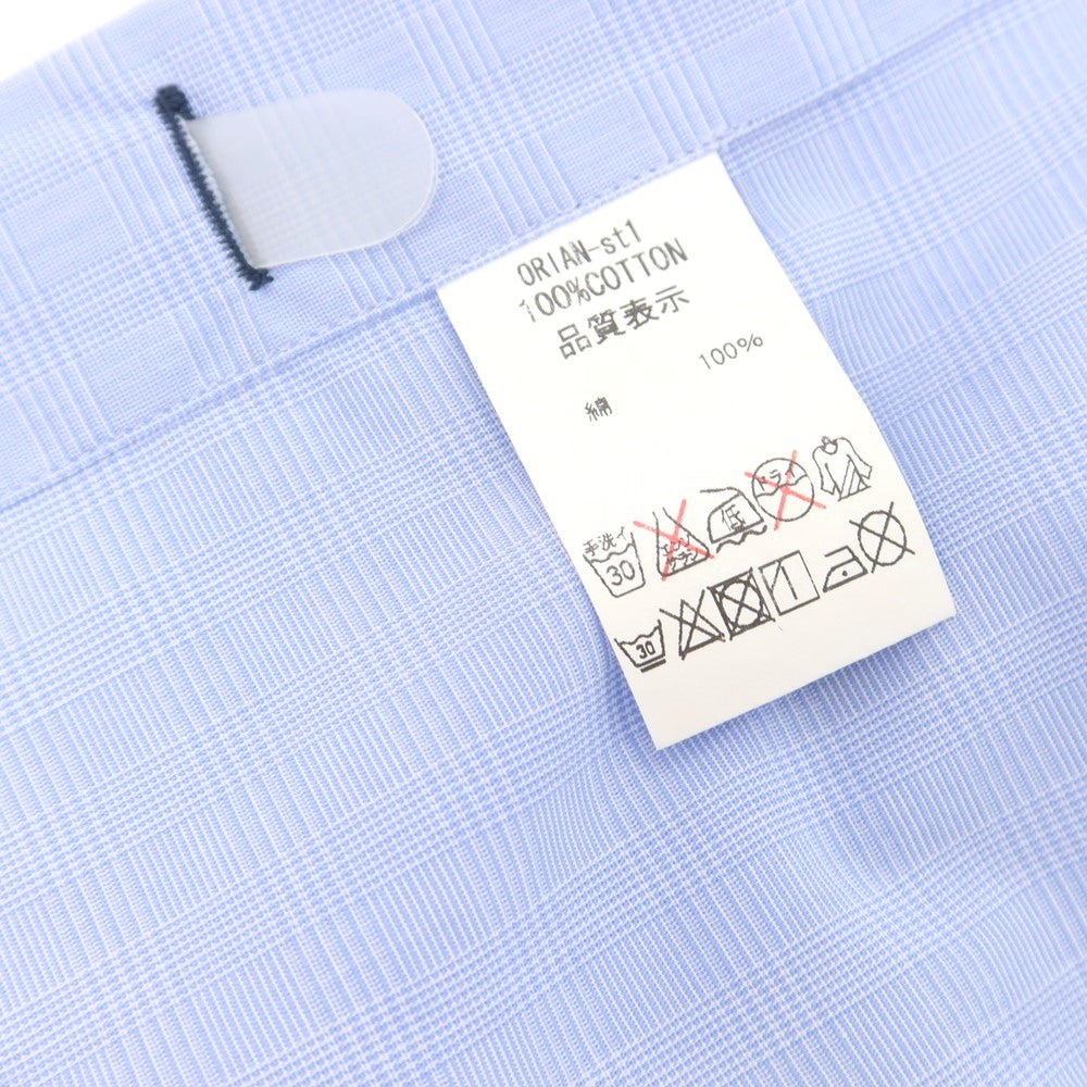 【中古】オリアン ORIAN BEAMS F別注 コットン チェック ワイドカラー ドレスシャツ ライトブルーxホワイト【 38 】【 状態ランクB 】【 メンズ 】
