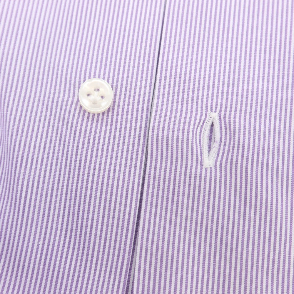 【中古】ボリエッロ BORRIELLO コットン ストライプ ワイドカラー クレリック ドレスシャツ パープルxホワイト【 38 】【 状態ランクB 】【 メンズ 】