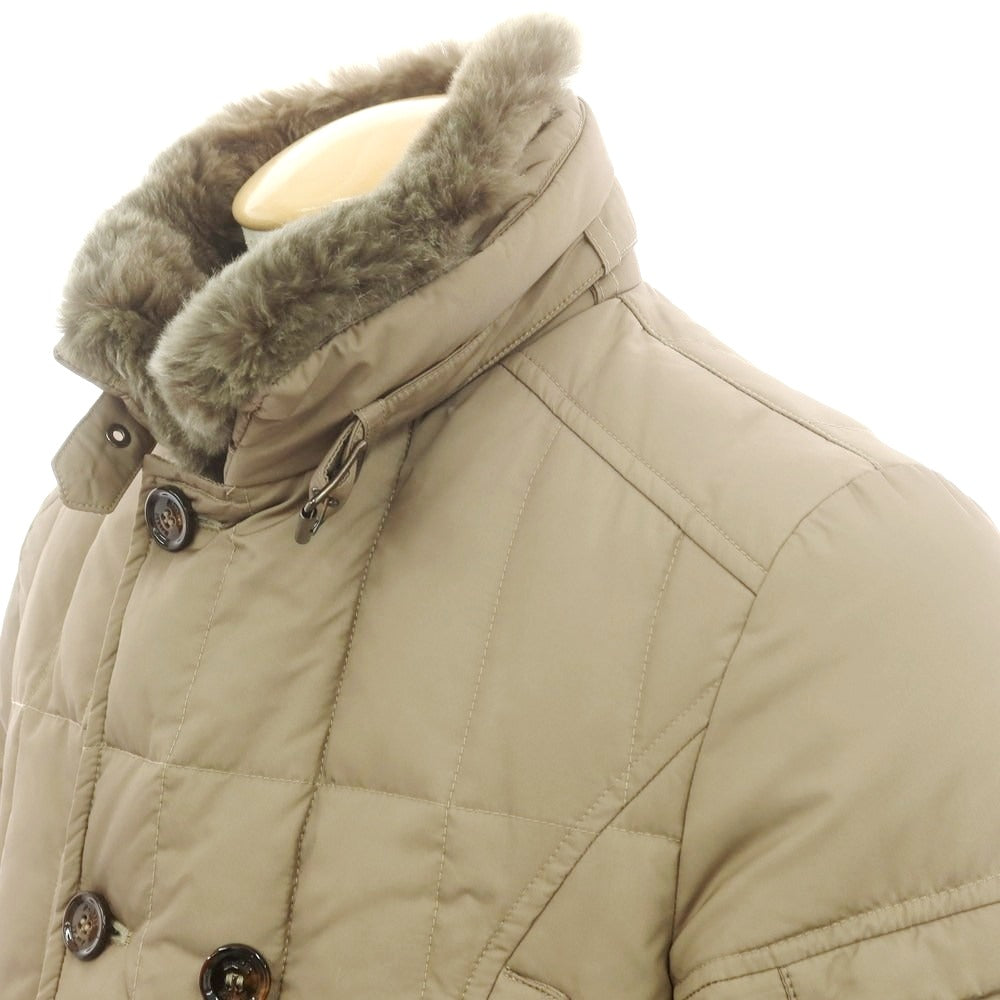 【中古】ムーレー MOORER ポリエステル ファー ダウンジャケット ベージュ【 44 】【 状態ランクD 】【 メンズ 】