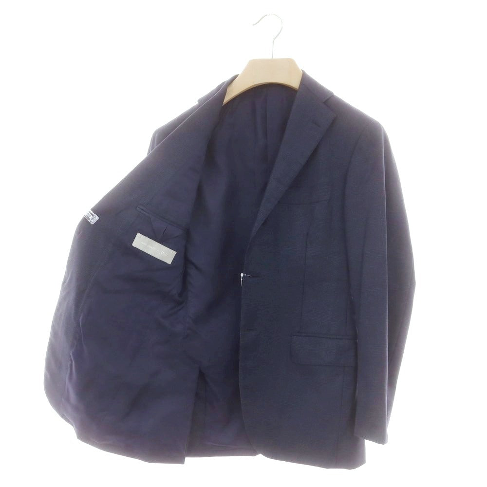 【中古】リングヂャケット RING JACKET × guji ウール グレンチェック スリーピース 3つボタンスーツ ネイビー【 42 】【 状態ランクC 】【 メンズ 】