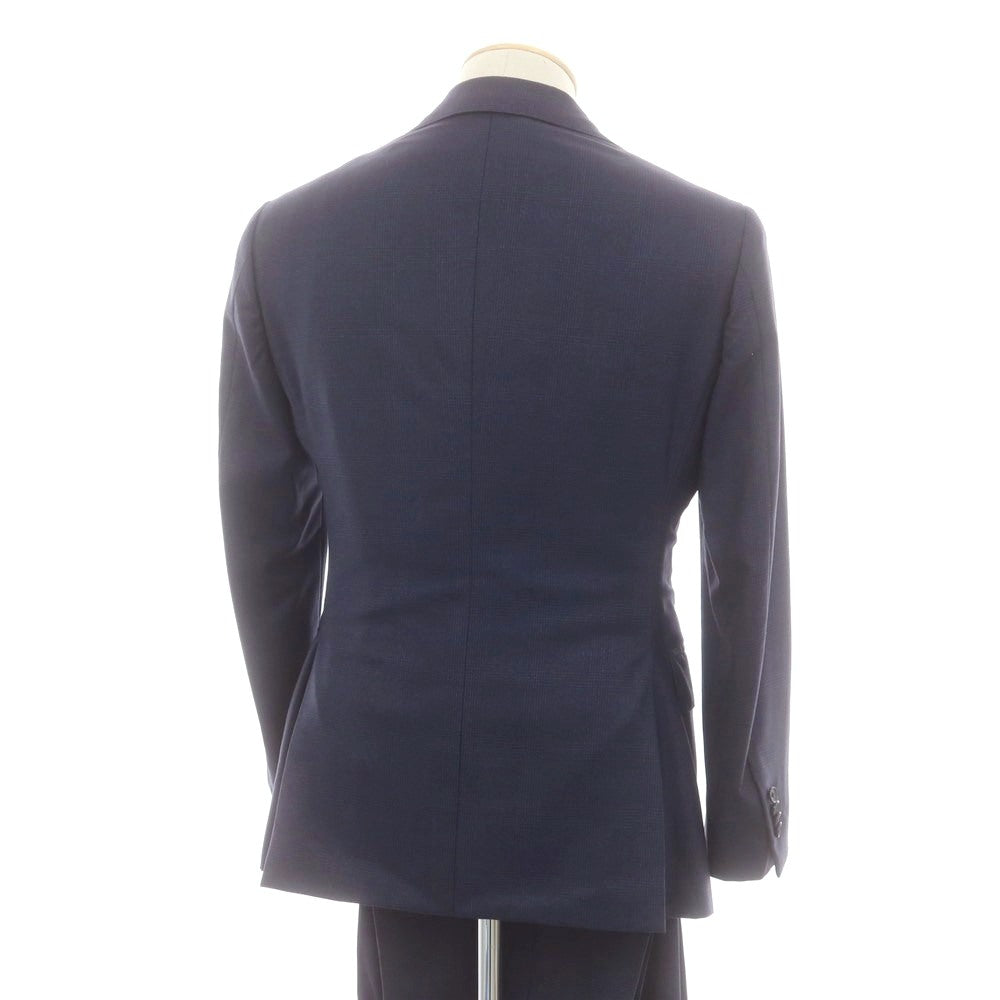 【中古】リングヂャケット RING JACKET × guji ウール グレンチェック スリーピース 3つボタンスーツ ネイビー【 42 】【 状態ランクC 】【 メンズ 】