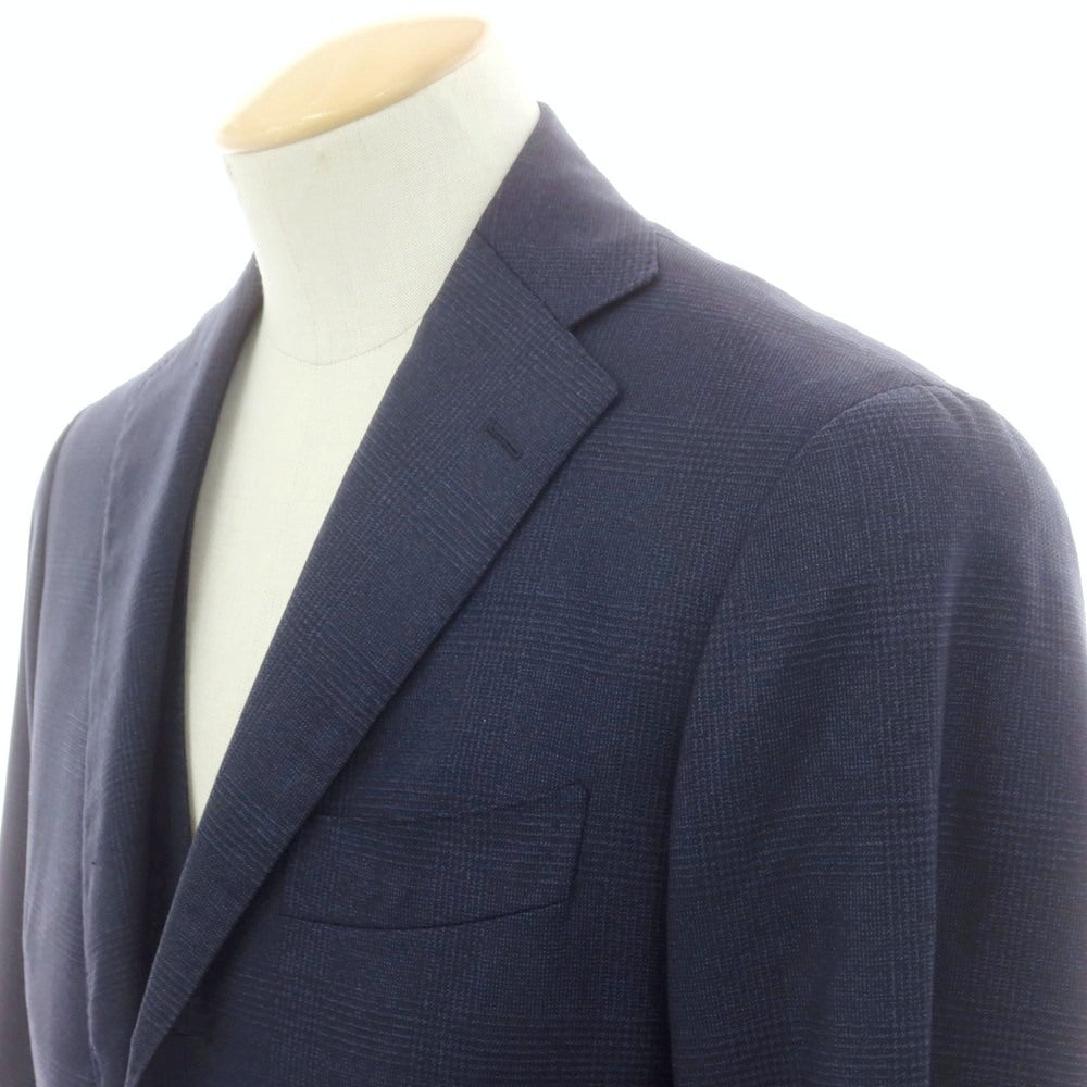 【中古】リングヂャケット RING JACKET × guji ウール グレンチェック スリーピース 3つボタンスーツ ネイビー【 42 】【 状態ランクC 】【 メンズ 】