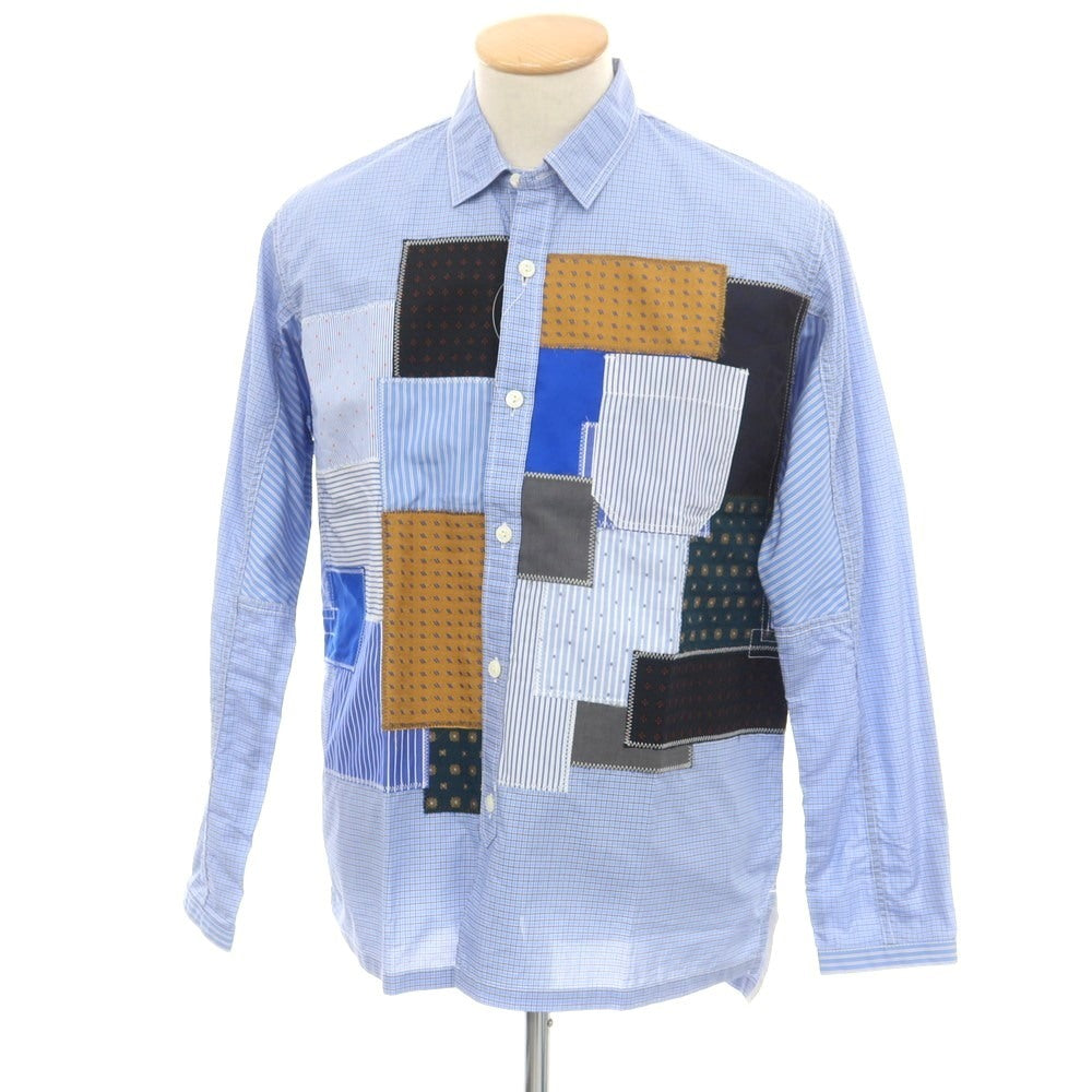 【中古】ジュンヤワタナベ マン JUNYA WATANABE MAN 2025年春夏 チェック パッチワーク カジュアルシャツ ライトブルー【 XS 】【 状態ランクA 】【 メンズ 】