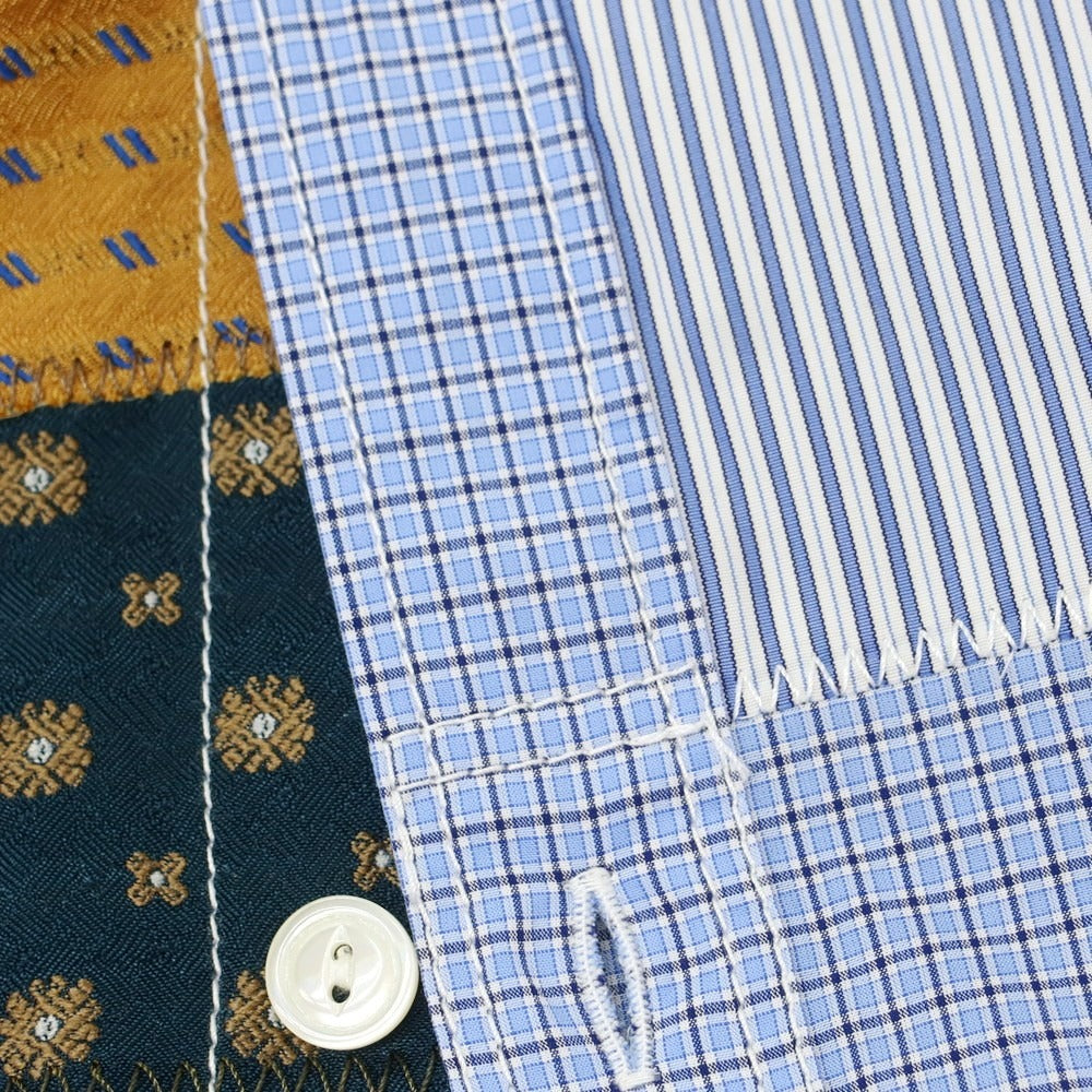 【中古】ジュンヤワタナベ マン JUNYA WATANABE MAN 2025年春夏 チェック パッチワーク カジュアルシャツ ライトブルー【 XS 】【 状態ランクA 】【 メンズ 】