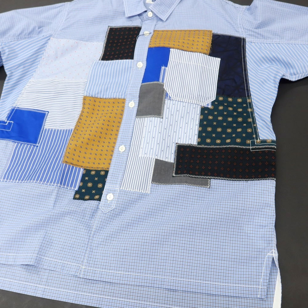 【中古】ジュンヤワタナベ マン JUNYA WATANABE MAN 2025年春夏 チェック パッチワーク カジュアルシャツ ライトブルー【 XS 】【 状態ランクA 】【 メンズ 】