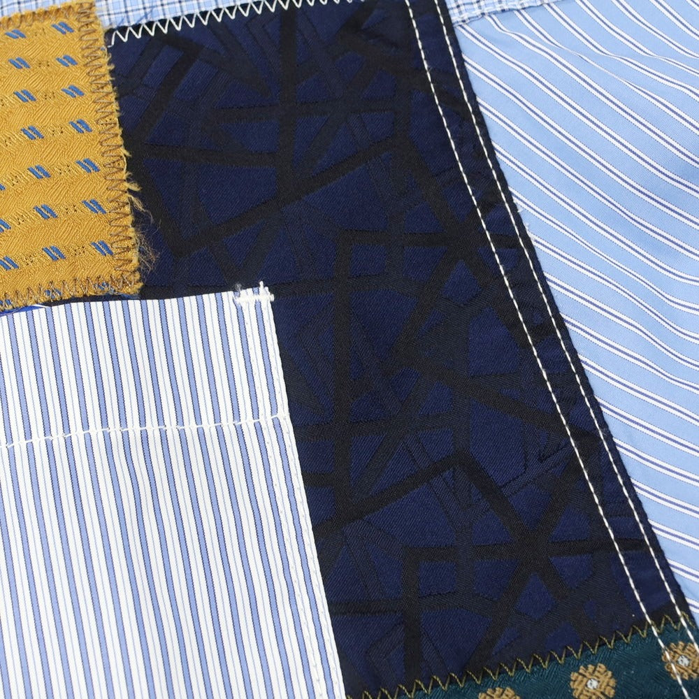 【中古】ジュンヤワタナベ マン JUNYA WATANABE MAN 2025年春夏 チェック パッチワーク カジュアルシャツ ライトブルー【 XS 】【 状態ランクA 】【 メンズ 】