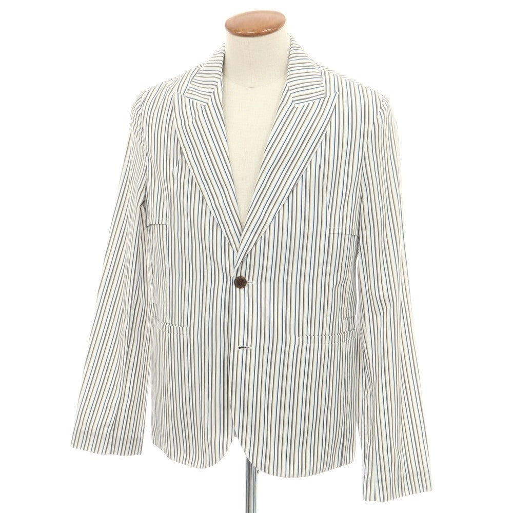 【中古】キココスタディノフ KIKO KOSTADINOV コットン ストライプ 2B カジュアルジャケット ホワイト【 46 】【 状態ランクA 】【 メンズ 】