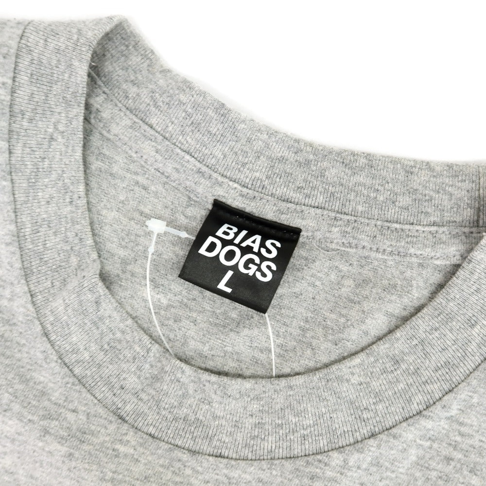 【中古】バイアスドッグス BIAS DOGS コットン クルーネック 半袖Tシャツ グレー【サイズL】【 状態ランクA 】【 メンズ 】