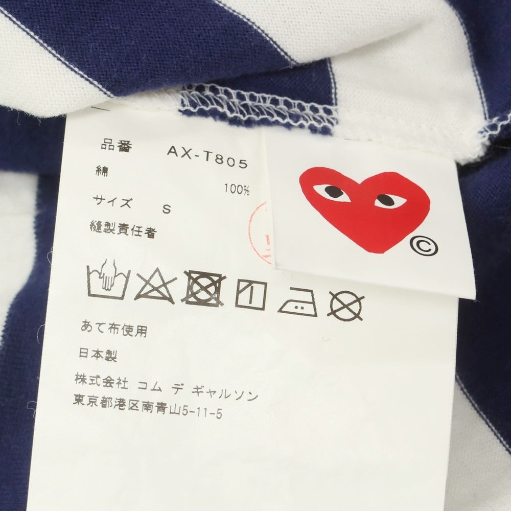 【中古】プレイコムデギャルソン PLAY COMME des GARCONS コットン ボーダー クルーネック 長袖Tシャツ ネイビーxホワイト【 S 】【 状態ランクC 】【 ユニセックス 】
