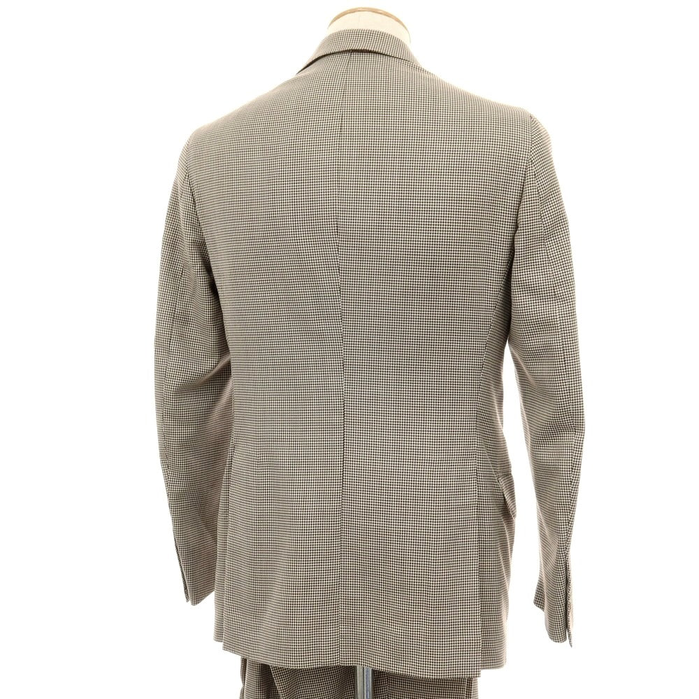 【中古】ガイオラ GAiOLA ウール ハウンドトゥース柄 3つボタンスーツ アイボリーxダークブラウン【サイズ44】【 状態ランクB 】【 メンズ 】