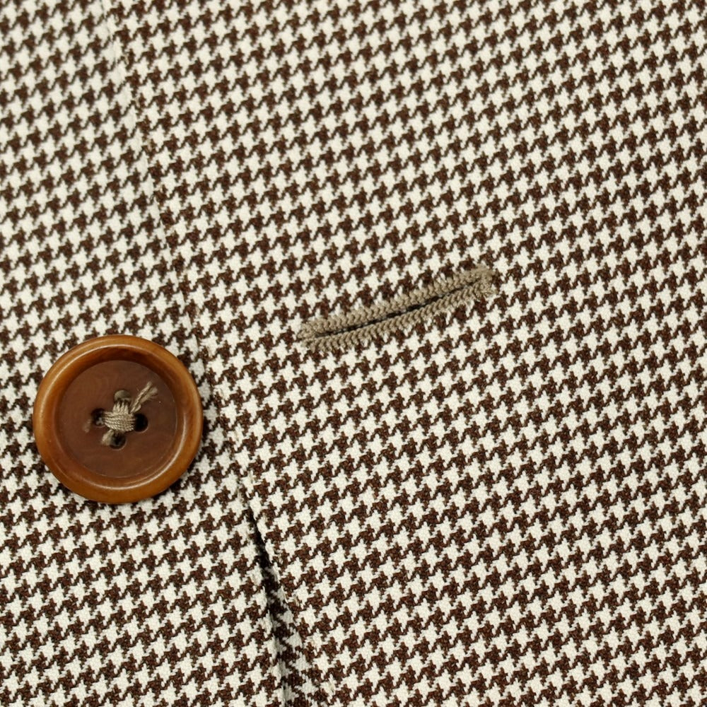 【中古】ガイオラ GAiOLA ウール ハウンドトゥース柄 3つボタンスーツ アイボリーxダークブラウン【サイズ44】【 状態ランクB 】【 メンズ 】