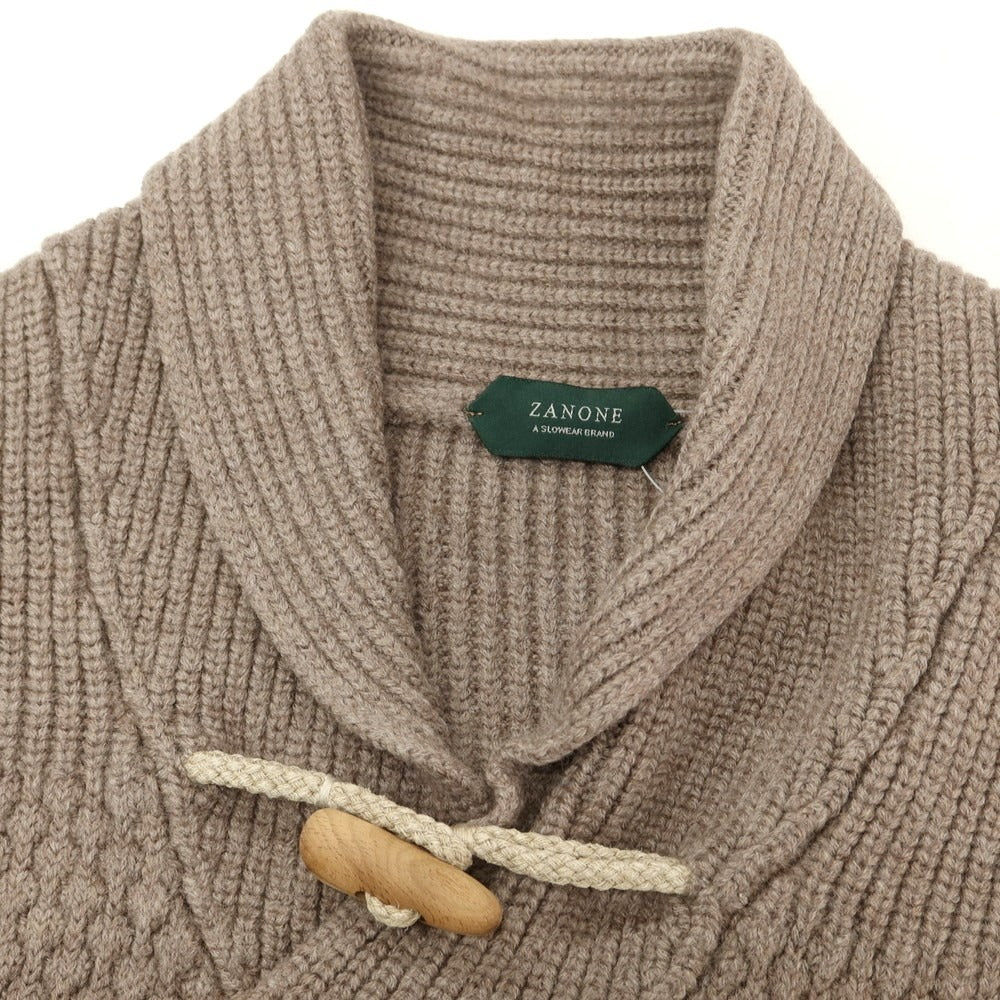 【中古】ザノーネ ZANONE ウール ショールカラー プルオーバーニット アッシュブラウン系【 46 】【 状態ランクC 】【 メンズ 】