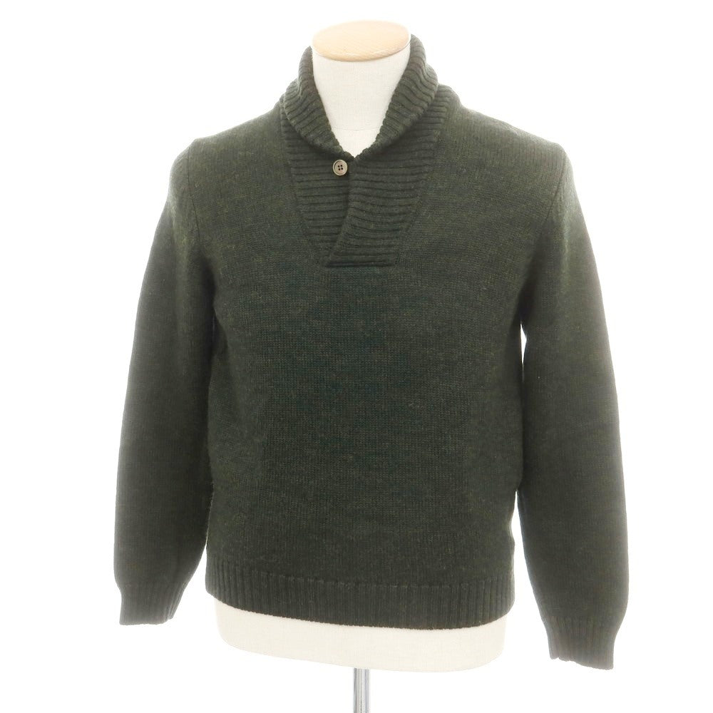 【中古】ザノーネ ZANONE ウール ショールカラー プルオーバーニット グリーン【 46 】【 状態ランクC 】【 メンズ 】