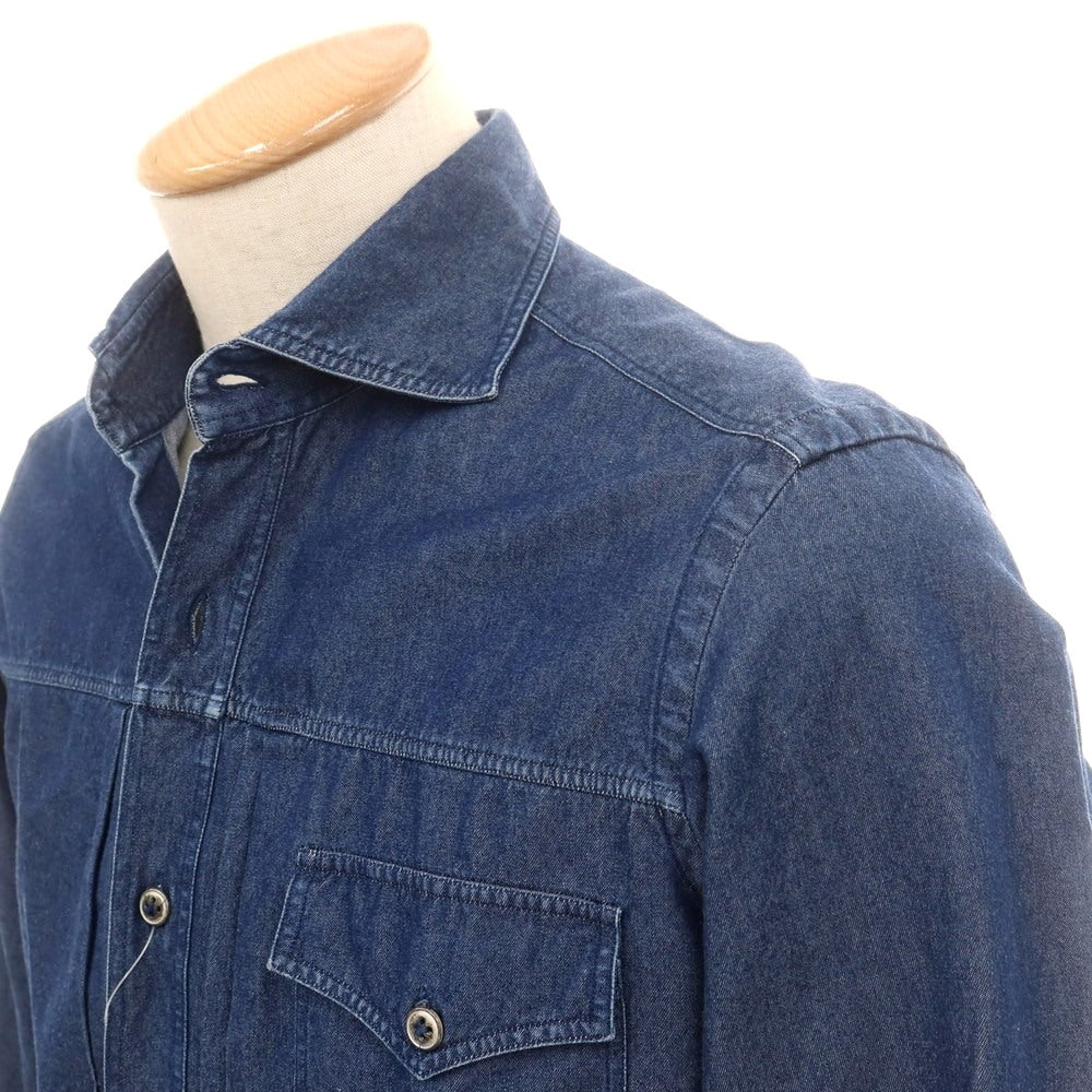 【中古】ジャンネット giannetto Jimmy コットン ダンガリー カジュアルシャツ ネイビー【 S 】【 状態ランクC 】【 メンズ 】