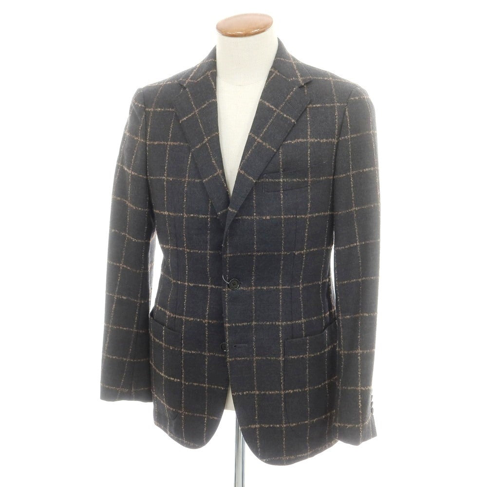 【中古】ユナイテッドアローズ UNITED ARROWS ウール ウィンドウペーンチェック 3B テーラードジャケット ダークグレー【 48 】【 状態ランクC 】【 メンズ 】