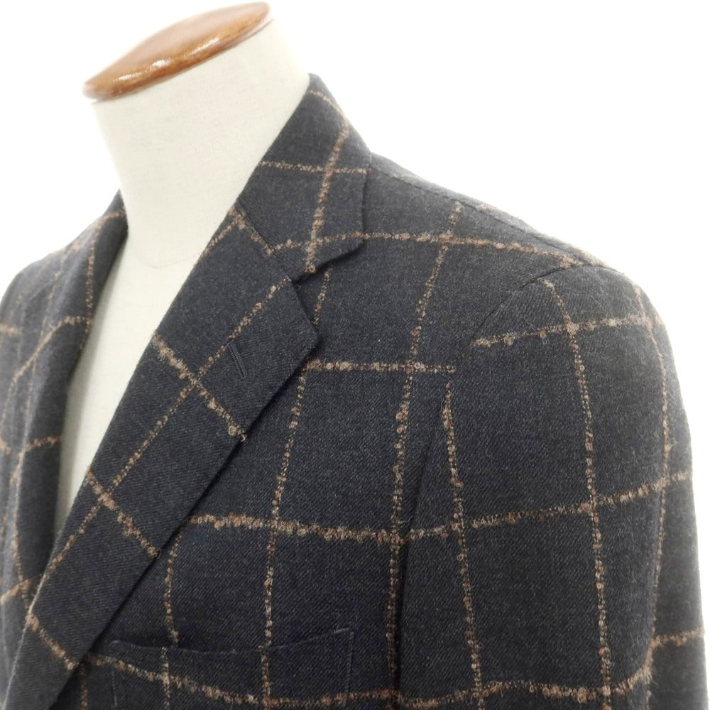 【中古】ユナイテッドアローズ UNITED ARROWS ウール ウィンドウペーンチェック 3B テーラードジャケット ダークグレー【 48 】【 状態ランクC 】【 メンズ 】