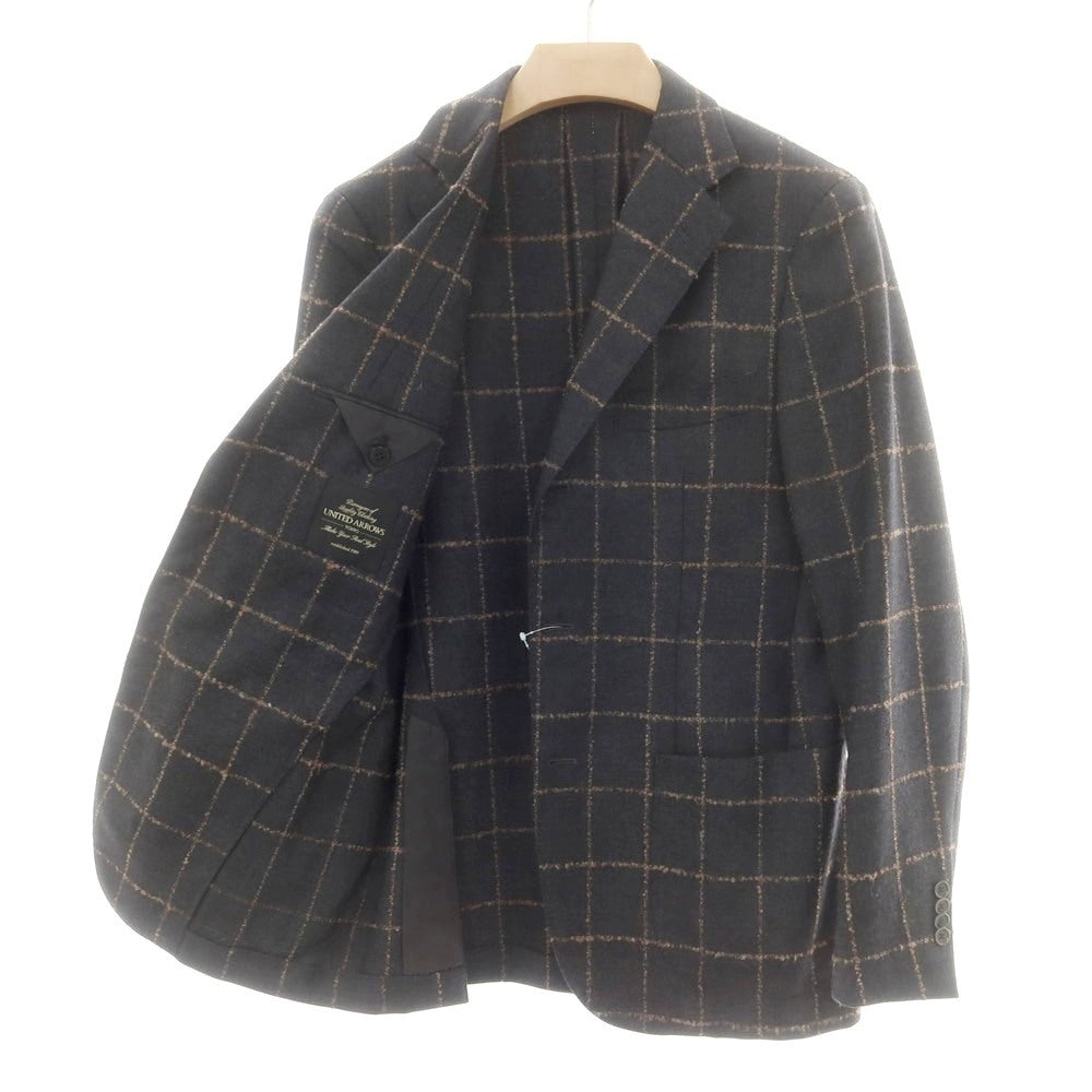 【中古】ユナイテッドアローズ UNITED ARROWS ウール ウィンドウペーンチェック 3B テーラードジャケット ダークグレー【 48 】【 状態ランクC 】【 メンズ 】