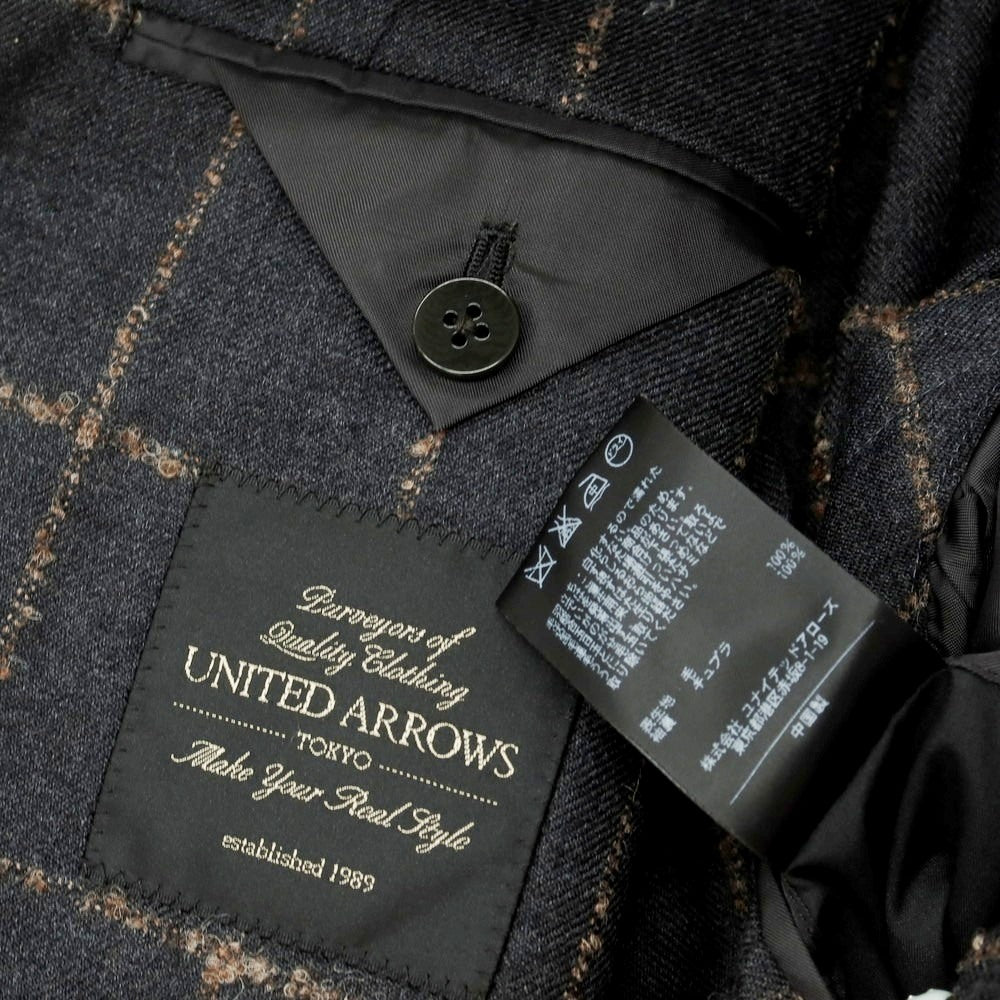 【中古】ユナイテッドアローズ UNITED ARROWS ウール ウィンドウペーンチェック 3B テーラードジャケット ダークグレー【 48 】【 状態ランクC 】【 メンズ 】