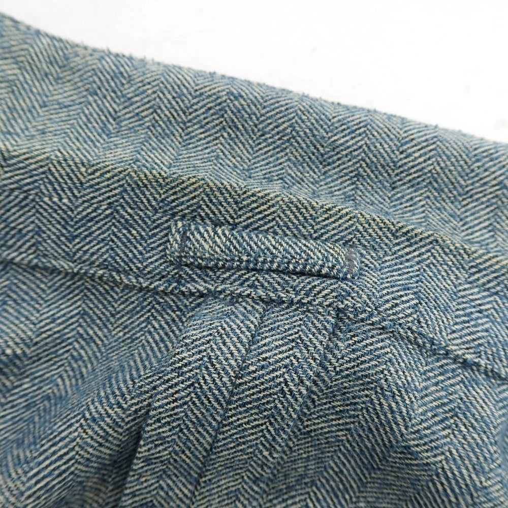 【中古】ラルディーニ LARDINI コットンナイロンリネン ヘリンボーン 3B カジュアルジャケット ブルーxホワイト【 52 】【 状態ランクD 】【 メンズ 】