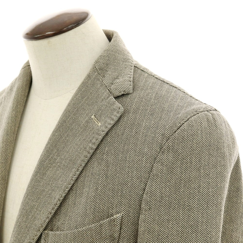 【中古】ボリオリ BOGLIOLI COAT コットン ヘリンボーン 3B カジュアルジャケット ダークベージュ【 52 】【 状態ランクC 】【 メンズ 】