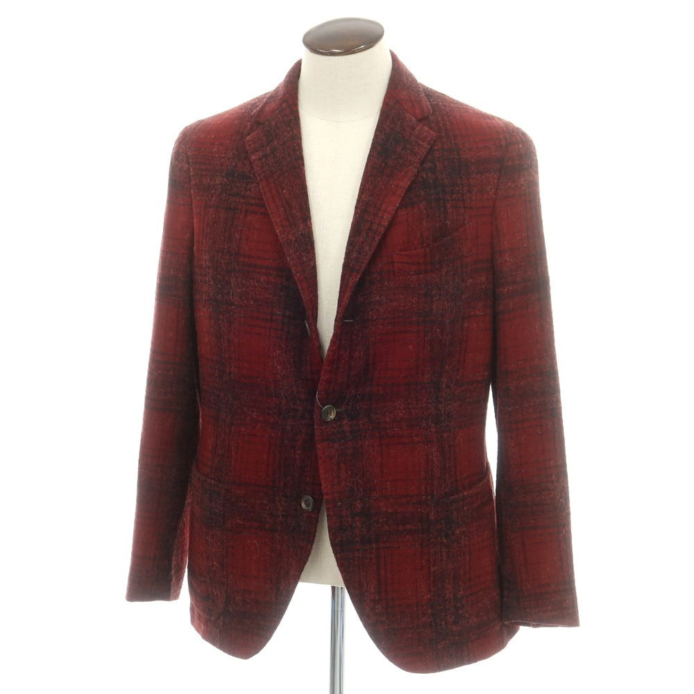 【中古】ボリオリ BOGLIOLI K.JACKET ウールアルパカナイロン チェック 3B カジュアルジャケット レッド【 52 】【 状態ランクC 】【 メンズ 】