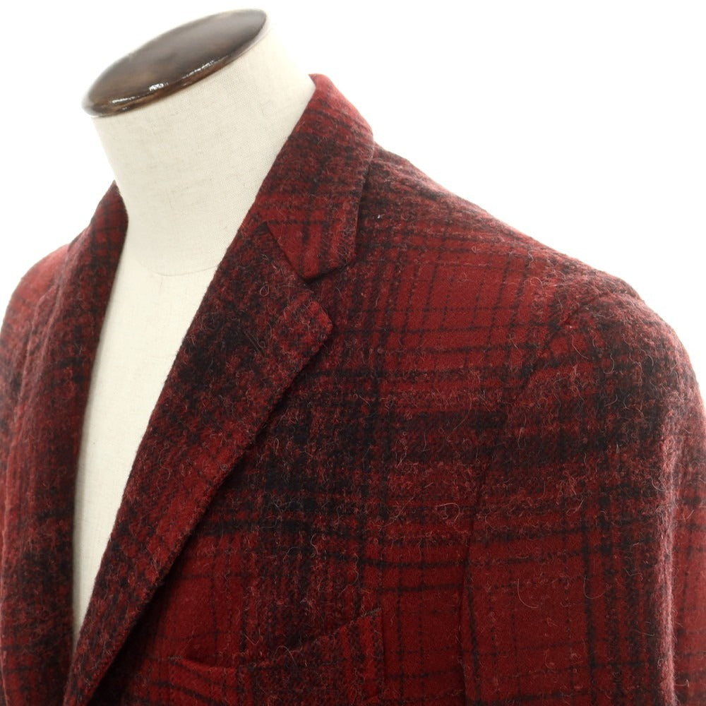 【中古】ボリオリ BOGLIOLI K.JACKET ウールアルパカナイロン チェック 3B カジュアルジャケット レッド【 52 】【 状態ランクC 】【 メンズ 】