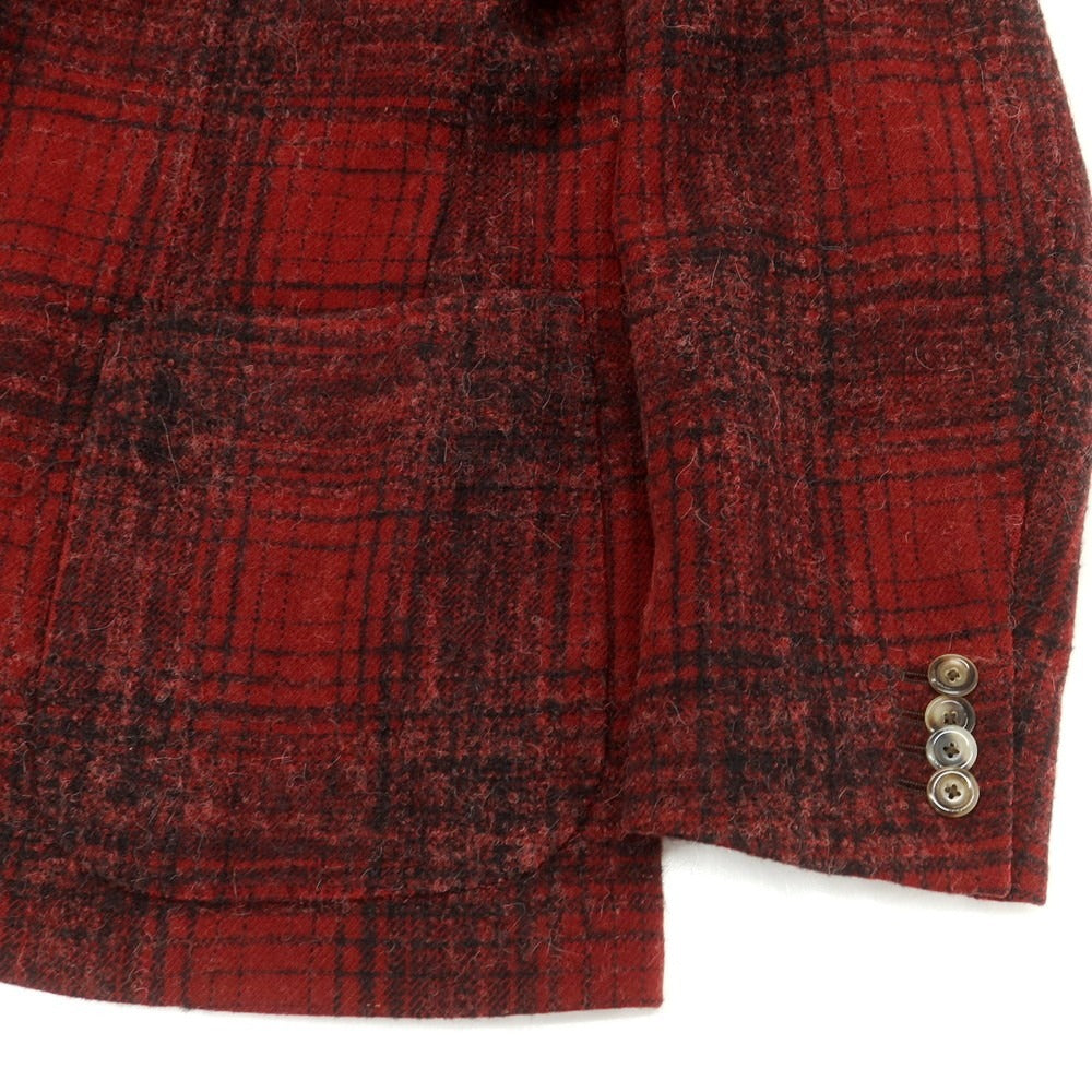 【中古】ボリオリ BOGLIOLI K.JACKET ウールアルパカナイロン チェック 3B カジュアルジャケット レッド【 52 】【 状態ランクC 】【 メンズ 】