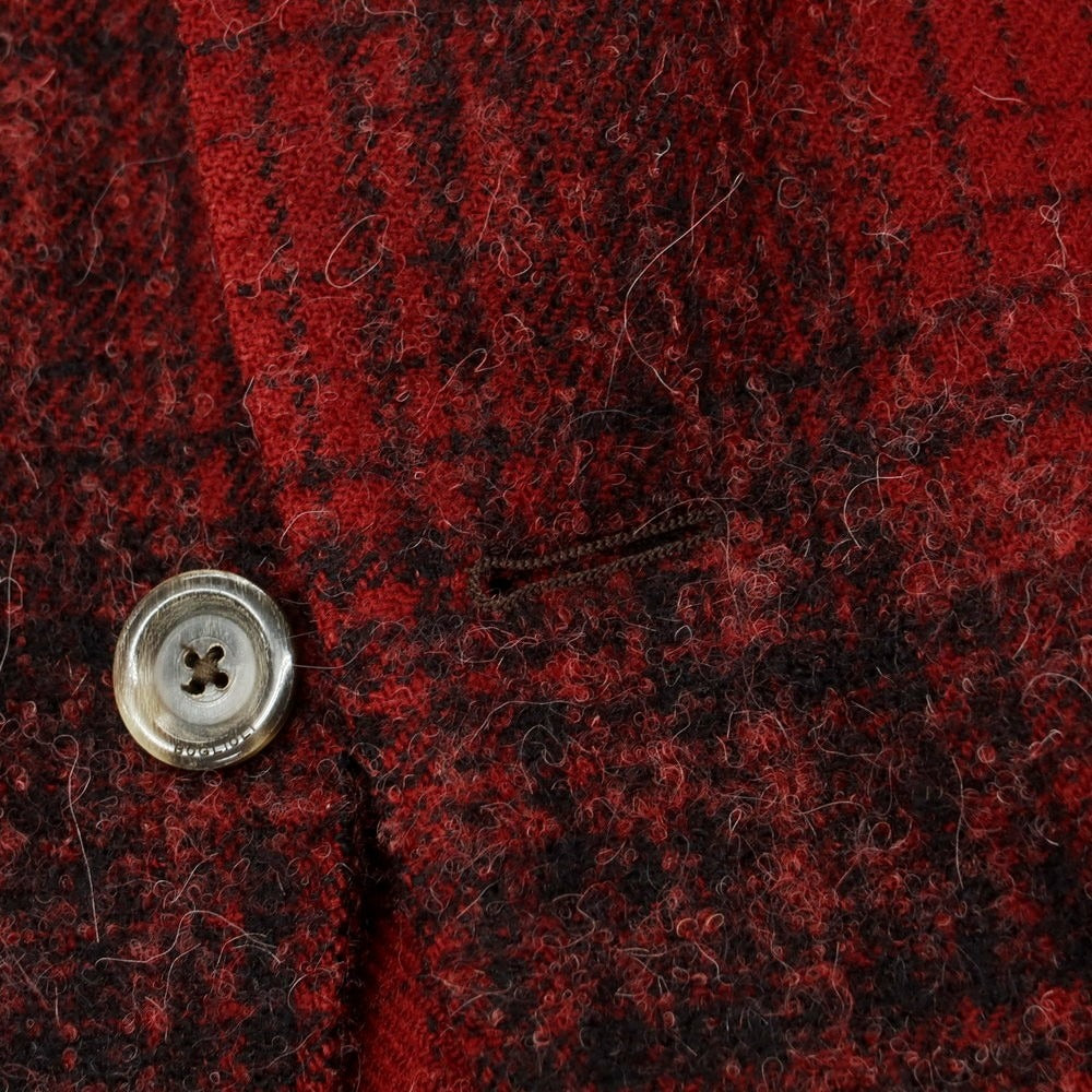 【中古】ボリオリ BOGLIOLI K.JACKET ウールアルパカナイロン チェック 3B カジュアルジャケット レッド【 52 】【 状態ランクC 】【 メンズ 】
