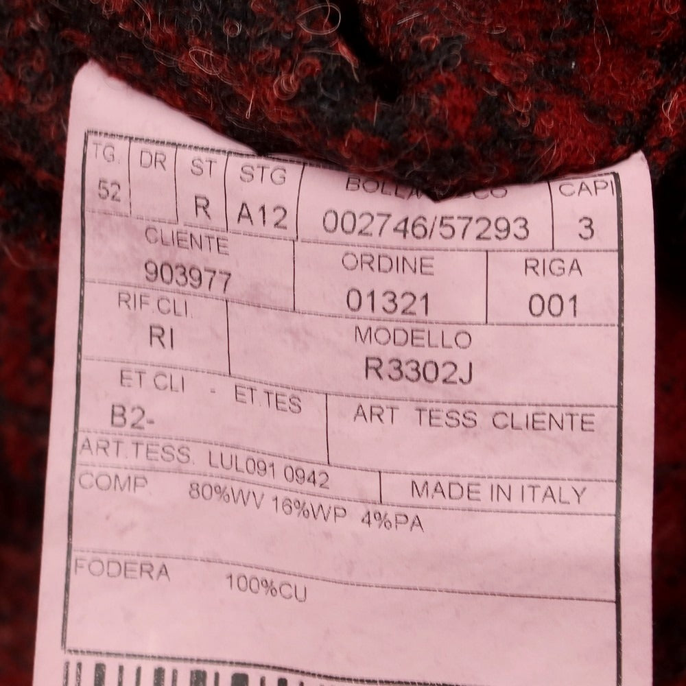 【中古】ボリオリ BOGLIOLI K.JACKET ウールアルパカナイロン チェック 3B カジュアルジャケット レッド【 52 】【 状態ランクC 】【 メンズ 】