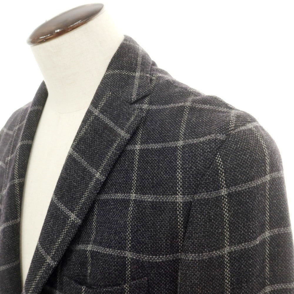 【中古】ボリオリ BOGLIOLI DOVER ストレッチ ウールカシミヤナイロン チェック 3B テーラードジャケット ダークグレーxグレー【 50 】【 状態ランクB 】【 メンズ 】