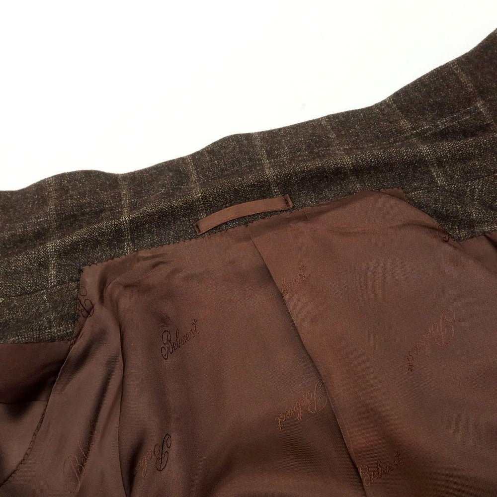 【中古】ベルベスト Belvest ウールカシミヤ チェック 3B テーラードジャケット ダークブラウン【 52 】【 状態ランクC 】【 メンズ 】