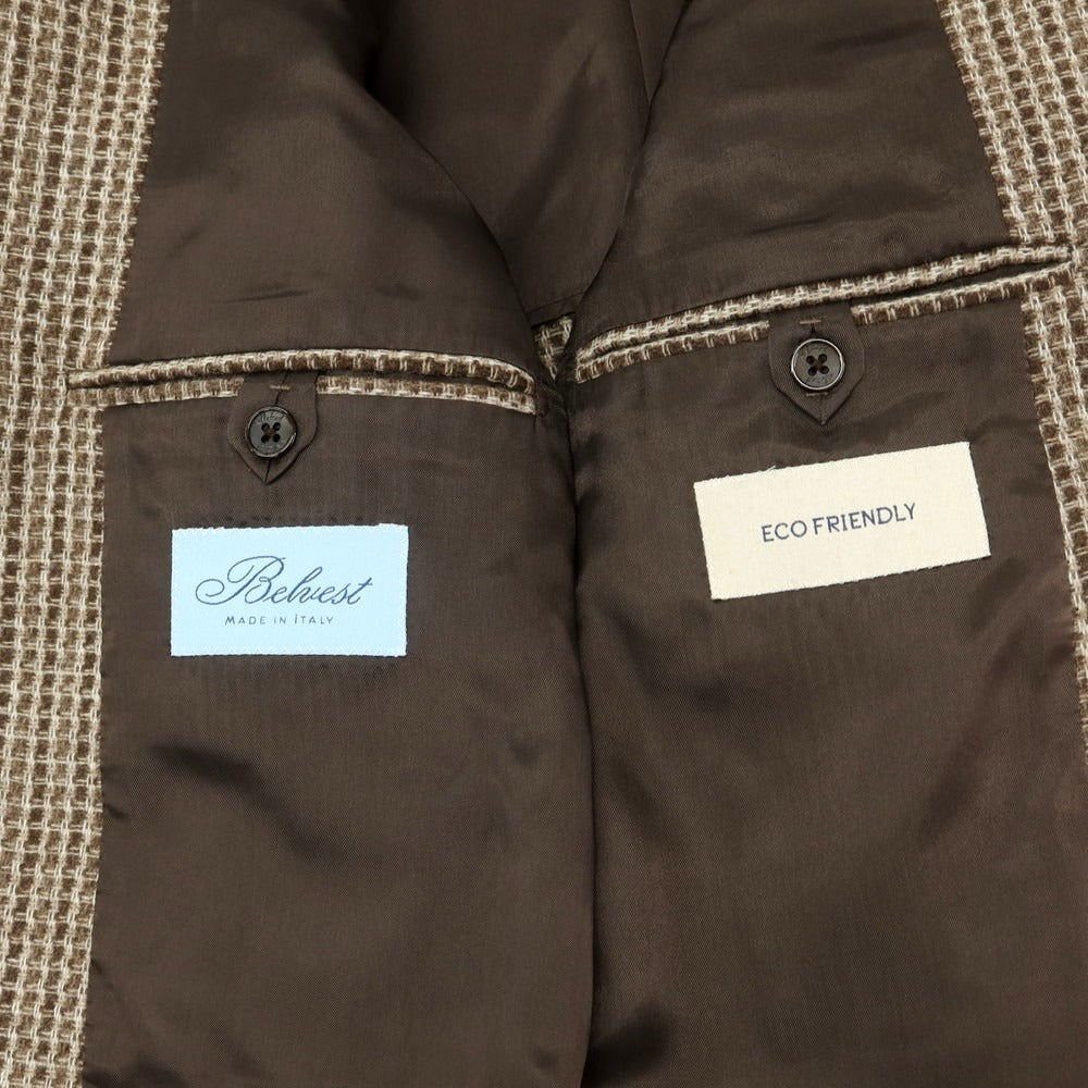 【中古】ベルベスト Belvest ECO FRIENDLY ウール 2B テーラードジャケット ブラウンxベージュ【 52 】【 状態ランクC 】【 メンズ 】