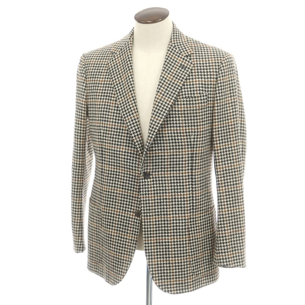 【中古】スティレ ラティーノ STILE LATINO ウール ハウンドトゥースチェック 3B テーラードジャケット アイボリーxブラック【 52 】【 状態ランクB 】【 メンズ 】