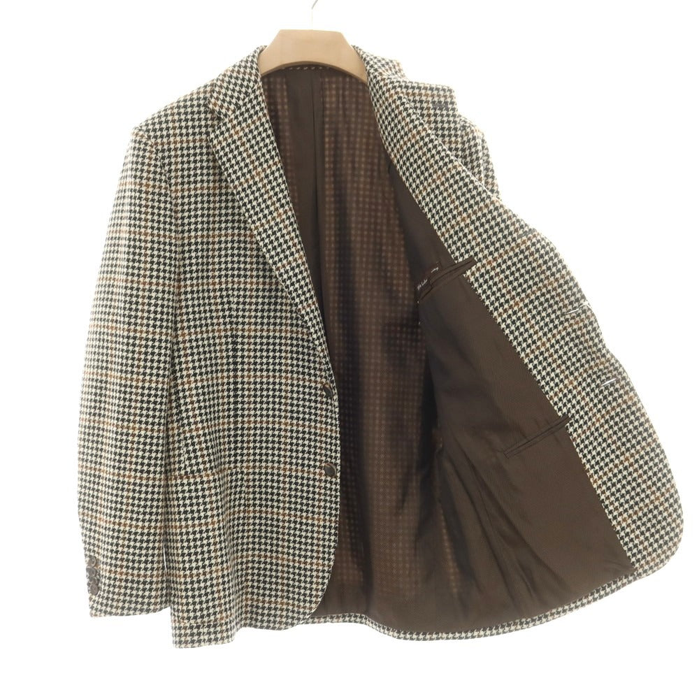 【中古】スティレ ラティーノ STILE LATINO ウール ハウンドトゥースチェック 3B テーラードジャケット アイボリーxブラック【 52 】【 状態ランクB 】【 メンズ 】