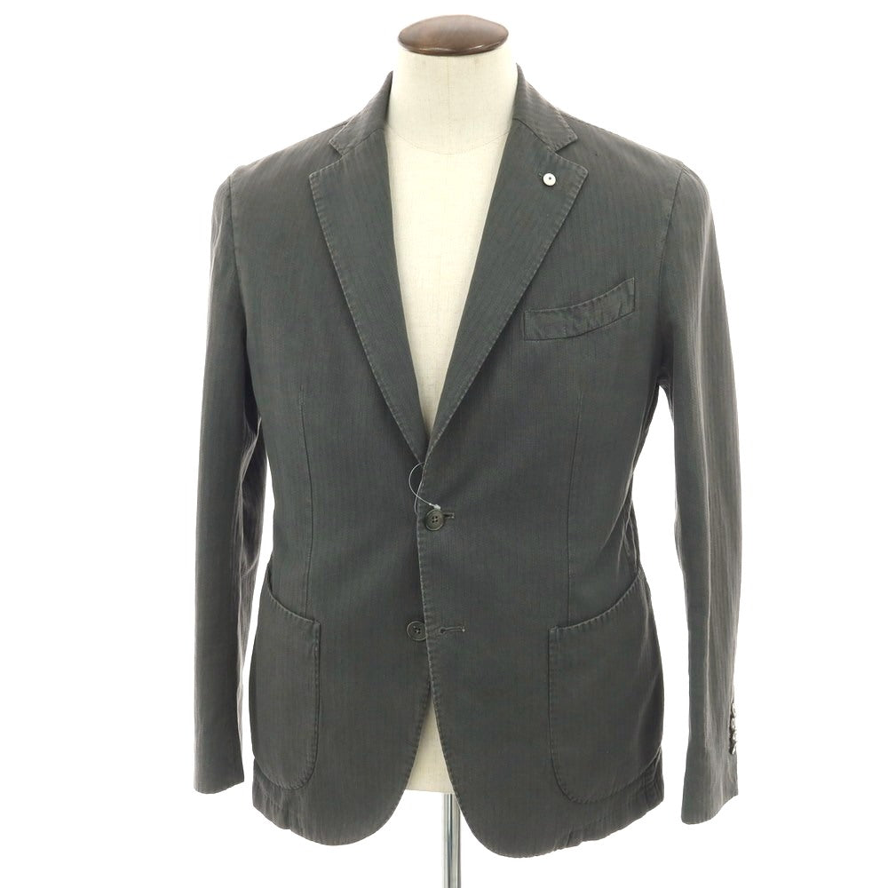 【中古】エルビーエム1911 L.B.M.1911 コットンリネン 2B カジュアルジャケット ダークグレー【 52 】【 状態ランクC 】【 メンズ 】