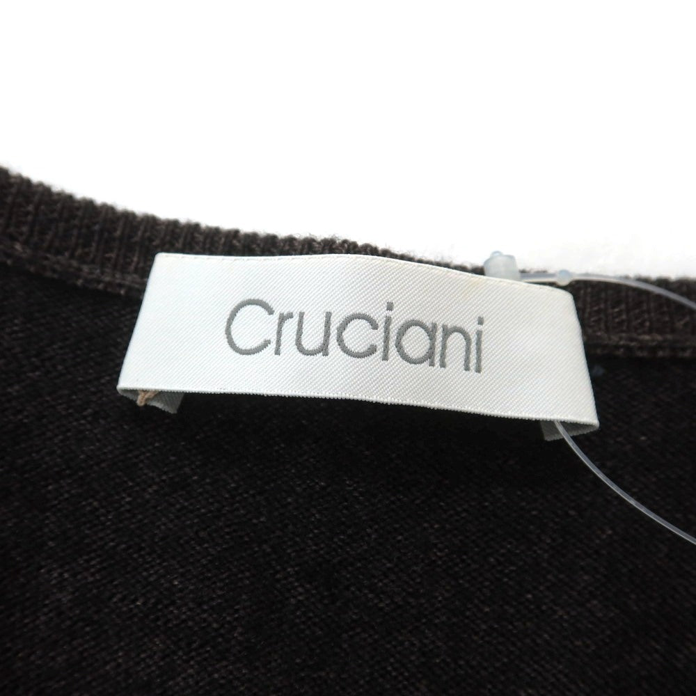 【中古】クルチアーニ CRUCIANI ガーメントダイ ウール Vネック プルオーバーニット ブラックブラウンメランジ【 50 】【 状態ランクC 】【 メンズ 】