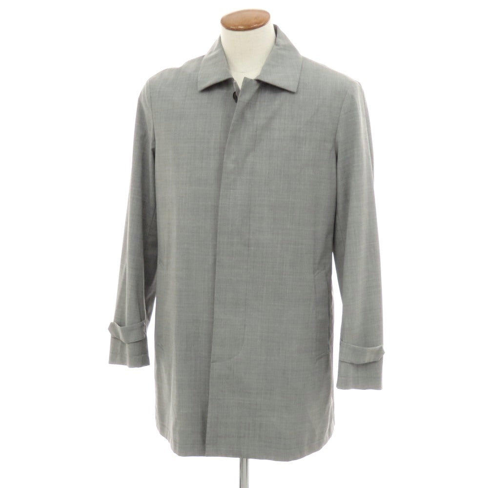 【中古】ランバンオンブルー LANVIN en Bleu ウールポリエステル ステンカラーコート グレー【 48 】【 状態ランクB 】【 メンズ 】