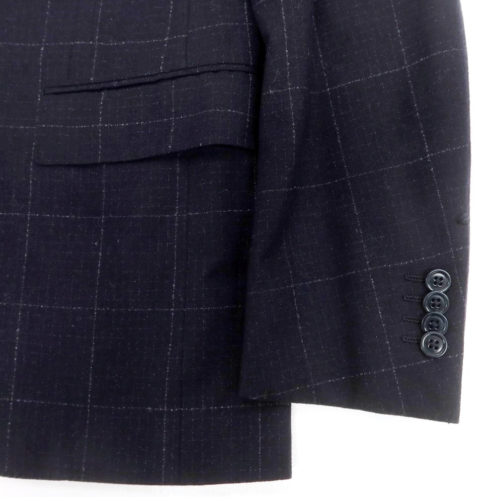 【中古】エルメネジルドゼニア Ermenegildo Zegna ウール チェック 3つボタンスーツ ネイビー【 46 】【 状態ランクB 】【 メンズ 】