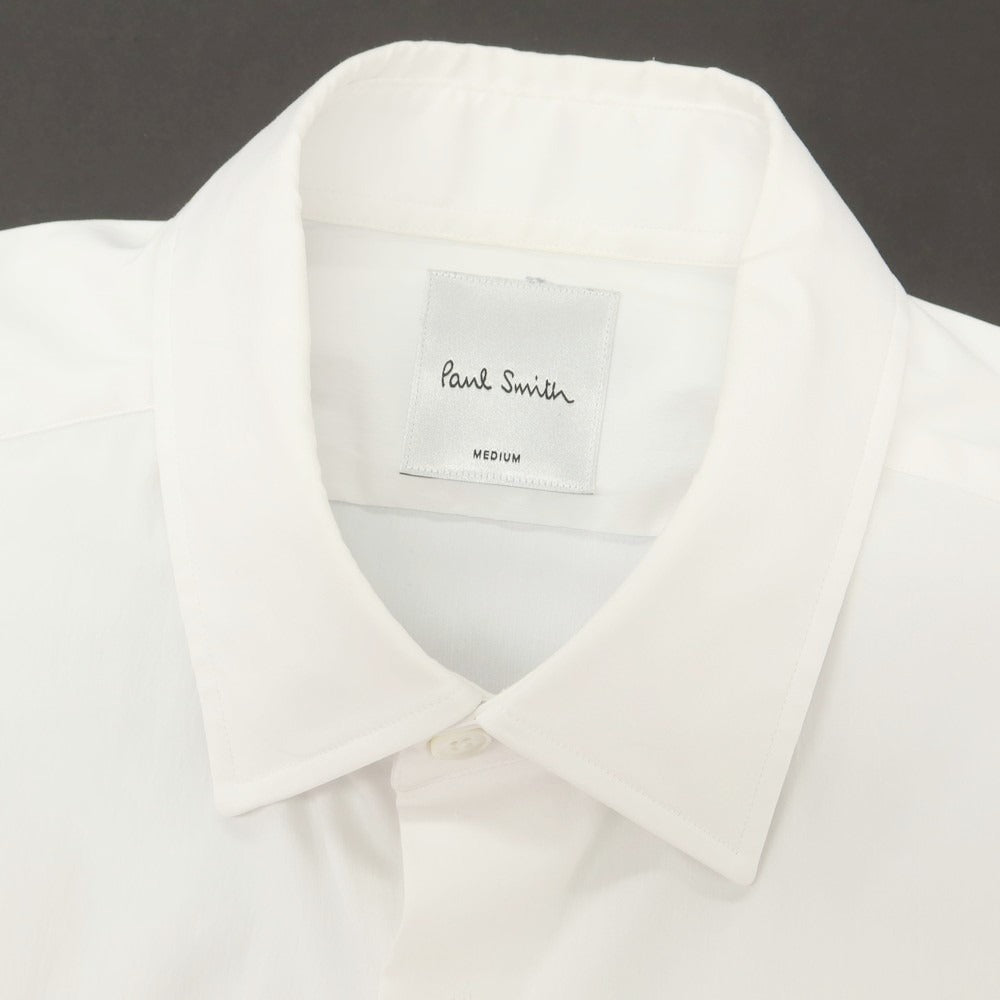 【中古】ポールスミス Paul Smith ストレッチ コットンナイロン レギュラーカラー ドレスシャツ ホワイト【 M 】【 状態ランクC 】【 メンズ 】
