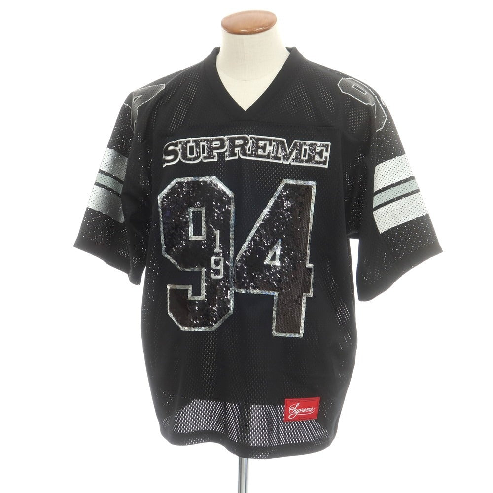 【中古】シュプリーム Supreme 2025年秋冬 Sequin Football Jersey フットボールジャージー ブラック【 M 】【 状態ランクA 】【 メンズ 】