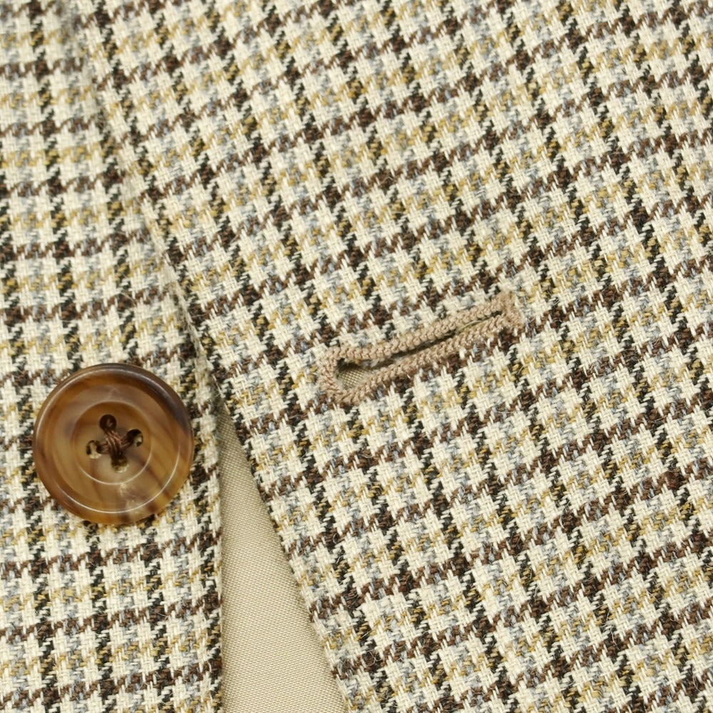 【中古】バタクハウスカット batak house cut ウールリネンシルク チェック 3B テーラードジャケット ベージュ【 38 】【 状態ランクD 】【 メンズ 】