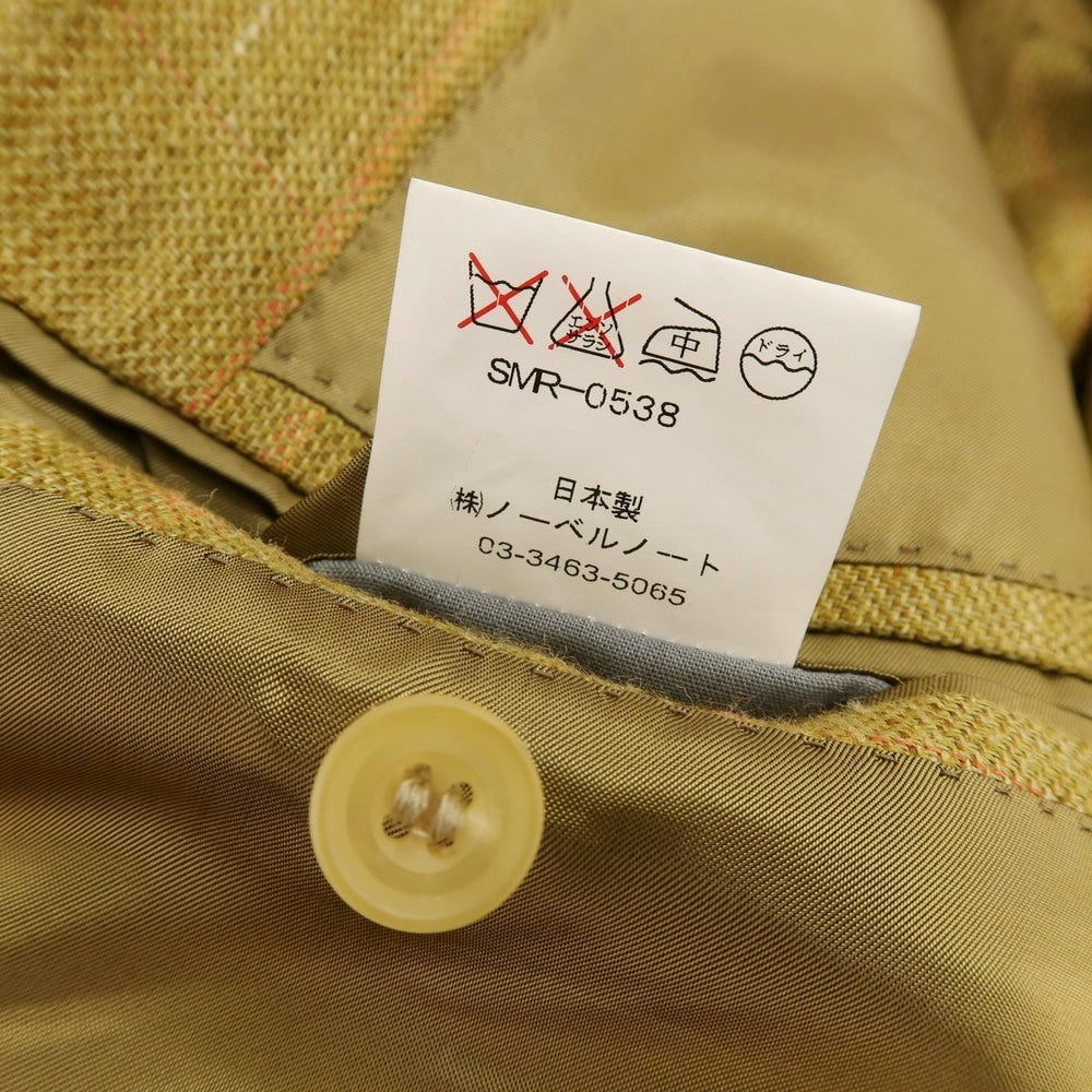 【中古】バタクハウスカット batak house cut シルクリネン チェック 3B テーラードジャケット イエローオーカー【 表記なし(M位) 】【 状態ランクC 】【 メンズ 】