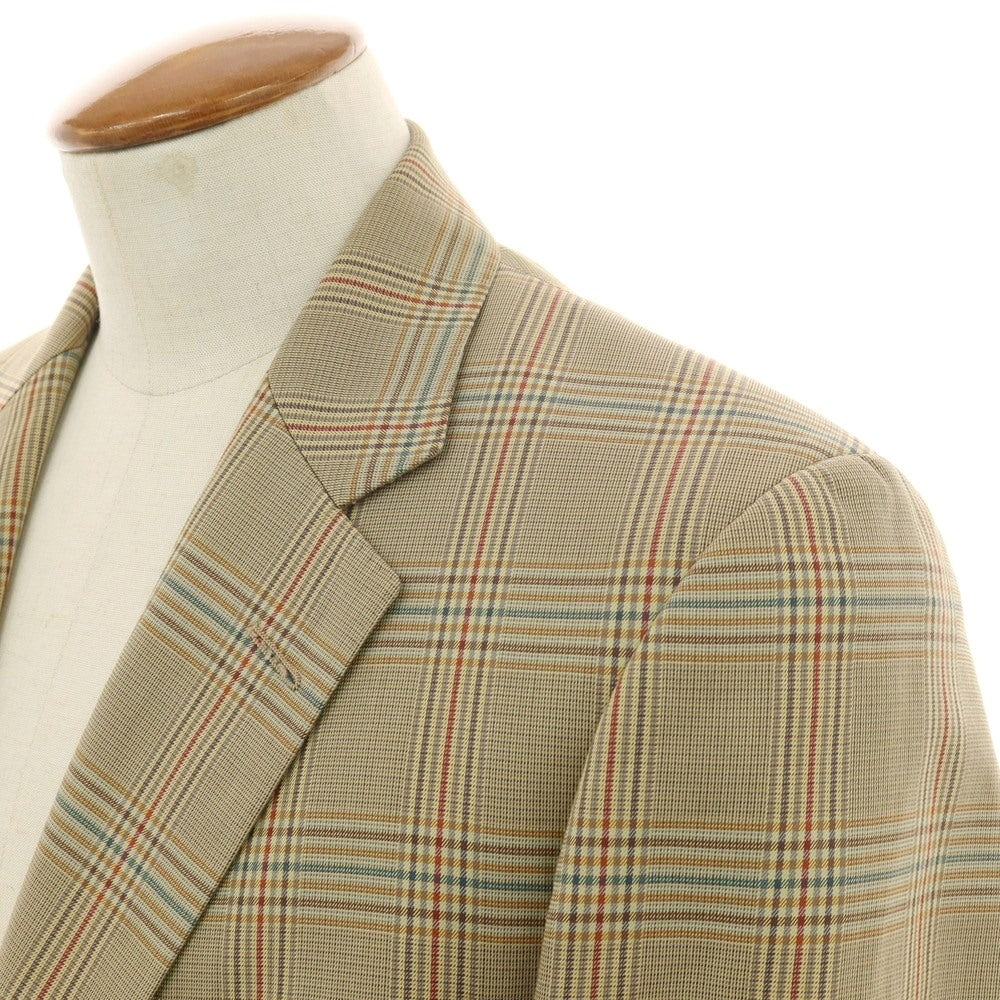 【中古】バタクハウスカット batak house cut コットン チェック 2B テーラードジャケット ダークベージュxマルチカラー【 表記なし(M位) 】【 状態ランクC 】【 メンズ 】